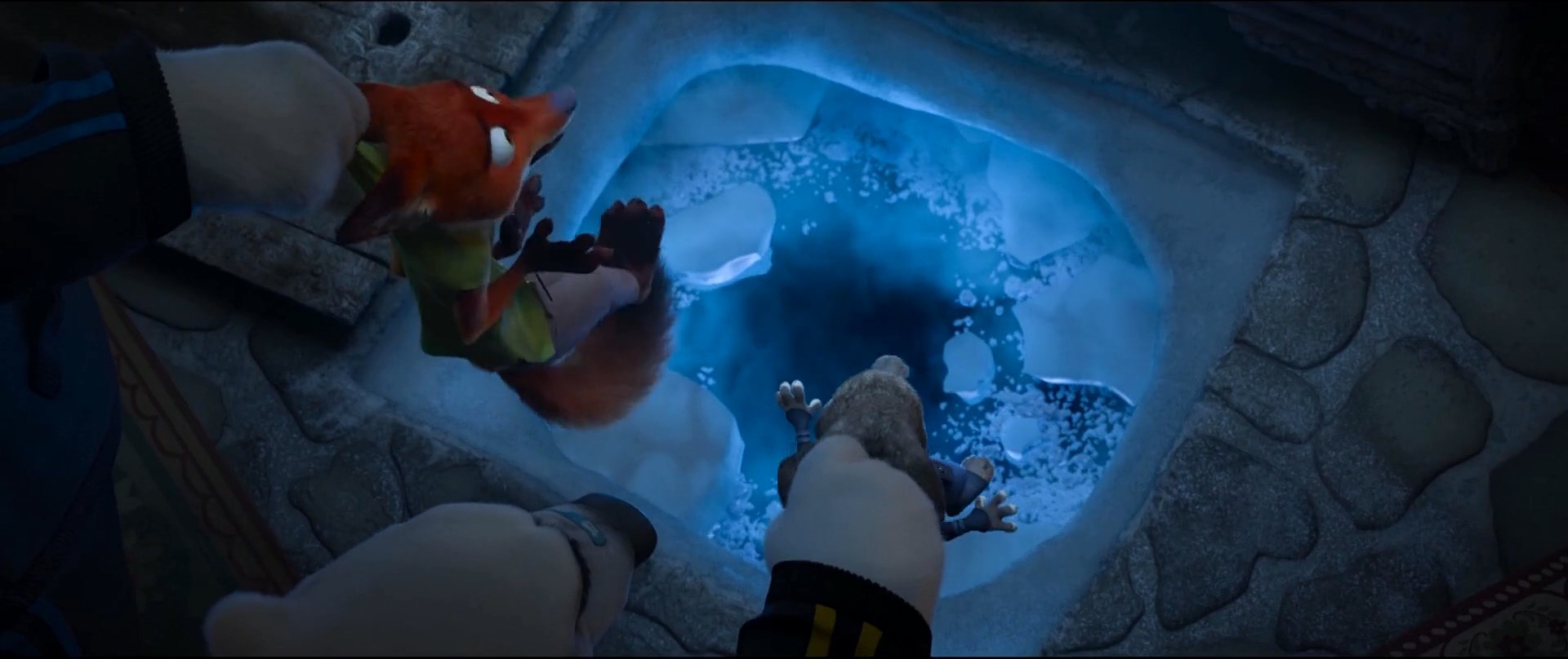 Лис и Джуди висят над прорубью